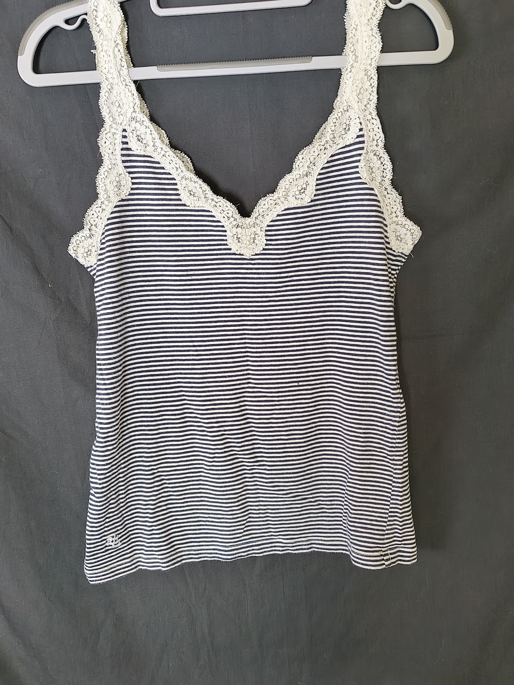 Ralph Lauren Navy & White Striped Lace-Trim Camisole